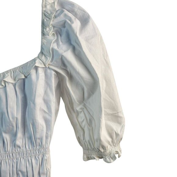 NEW Reformation X-Large White Cotton Blouse Sweetheart Neck Peplum Shirred - Picture 12 of 16